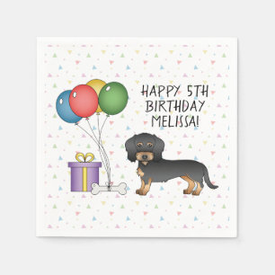 Black & Tan Wire Haired Dachshund Dog - Birthday Napkin