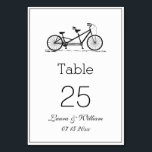 Black Tandem Bike Wedding Table Number Cards<br><div class="desc">Modern and elegant design printed Black Tandem Bike Wedding table numbers that can be customised with your text and add each table number card to your cart, one by one. Please click the "Customise it" button and use our design tool to modify this template. Check out the Graphic Art Design...</div>