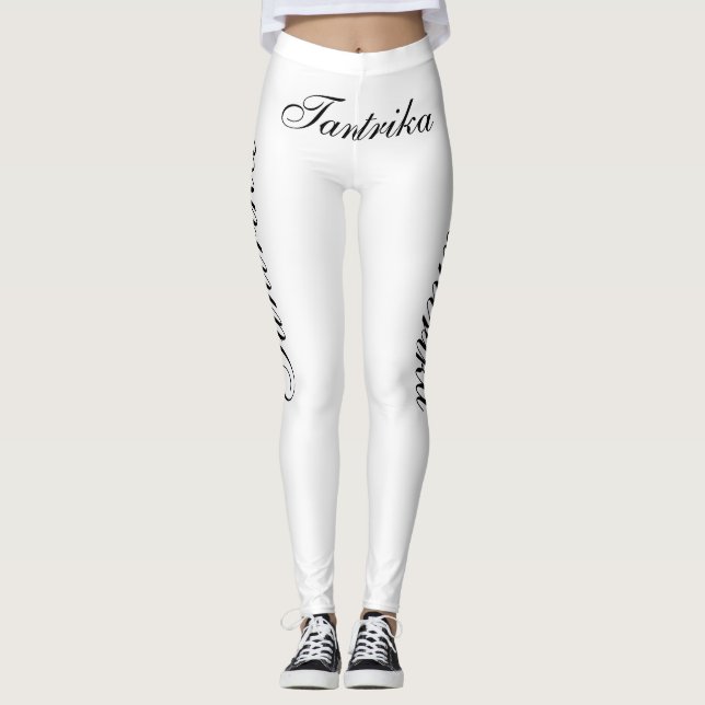 black tantrika on white leggings (Front)