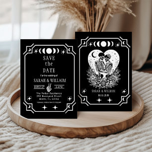 black tarot Goth save the date wedding Invitation