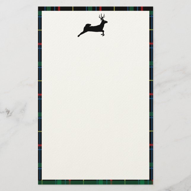 Black Tartan and Reindeer Stationery (Front)