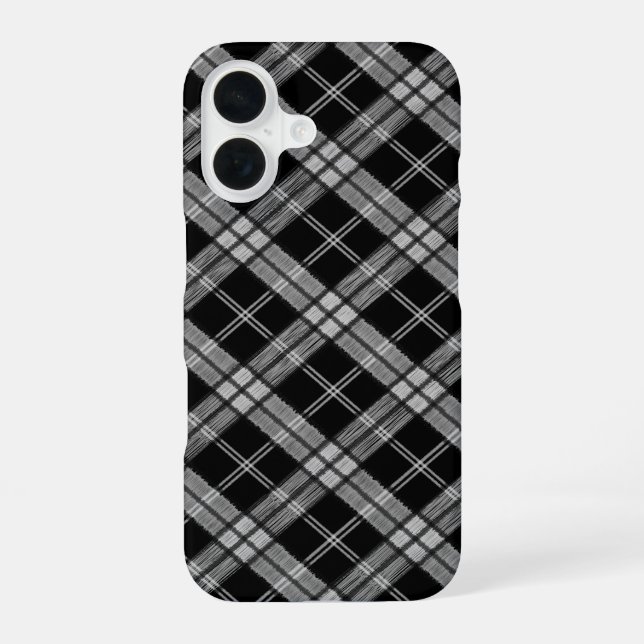 Black Tartan iPhone 16 Case (Back)