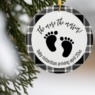 Black Tartan Xmas Pregnancy Announcement  Ceramic Tree Decoration