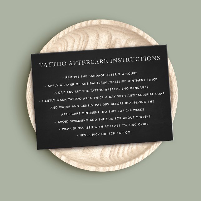 Black Tattoo Aftercare  Instructions Business Card (Creator Uploaded)