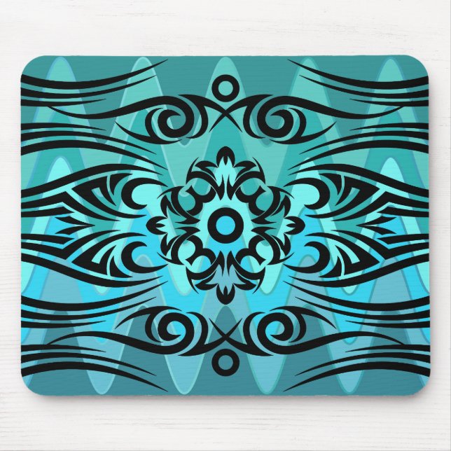 Black Tattoo Tribal 1 | sinus ocean Mouse Mat (Front)