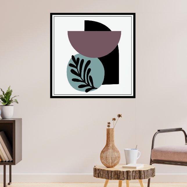 Black, Taupe, and Blue Abstract Shapes Poster (Living Room 3)