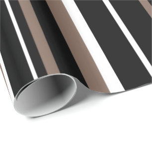 Black, Taupe Brown, and White Stripe Wrapping Paper