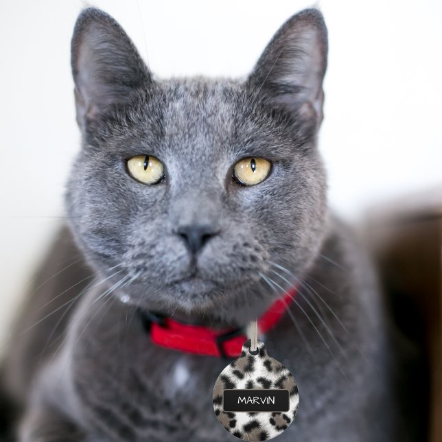 Black Taupe Leopard Print Customisable Pet Tag (Creator Uploaded)