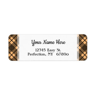 Black Taupe Plaid Pattern Editable Return Address