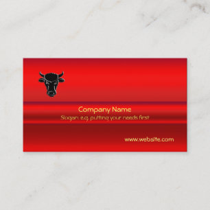Black Taurus Bull on red chrome-look effect Business Card
