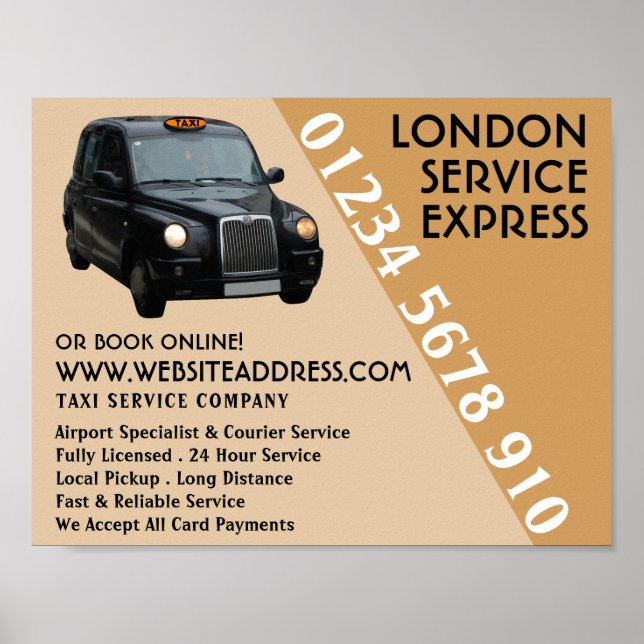 Black Taxi Cab Advertising Poster (Front)