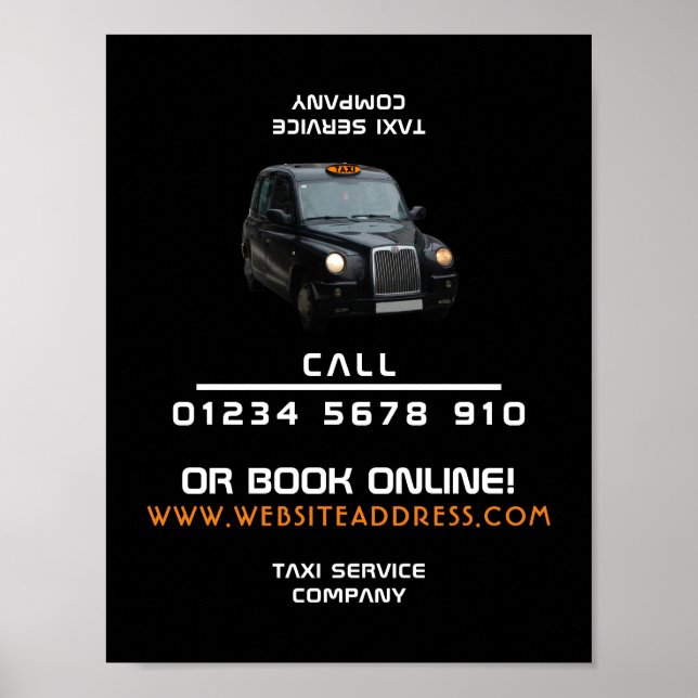 Black Taxi Cab Advertising Poster (Front)
