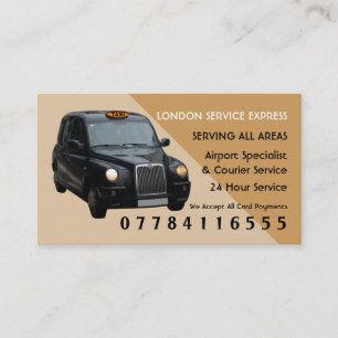 Black Taxi Cab Airport And Station Price Lists Business Card