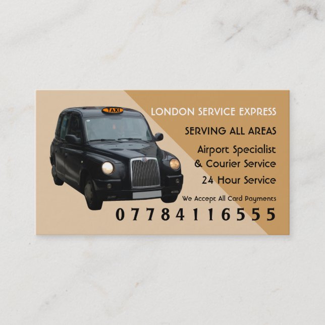 Black Taxi Cab Airport And Station Price Lists Business Card (Front)