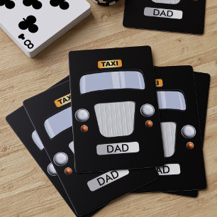 Black Taxi Cab Cartoon Personalised Poker Cards