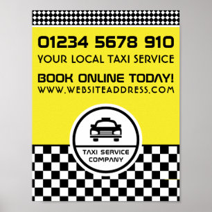 Black Taxi Cab Circled Logo Advertising Poster