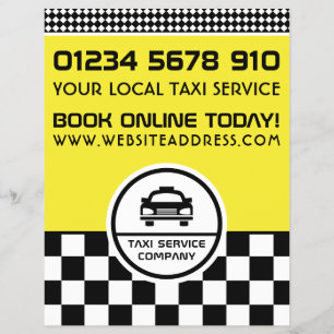 Black Taxi Cab Circled Logo with Price List Flyer