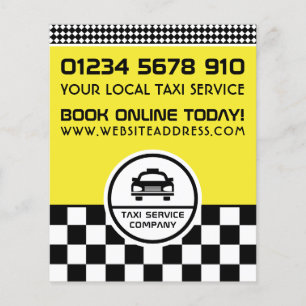Black Taxi Cab Circled Logo with Price List Flyer