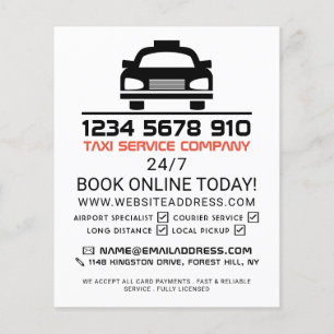 Black Taxi Cab Logo, Taxi Cab Firm with Price List Flyer
