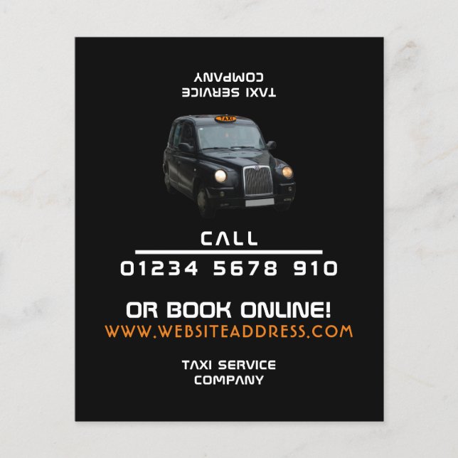 Black Taxi Cab with Price List Flyer (Front)