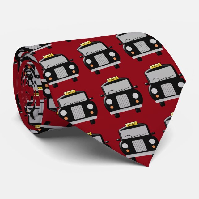 Black Taxi Design Tie (Rolled)