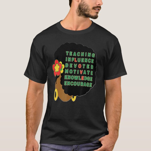 Black Teacher Afro Hair Melanin Women Sista Teache T-Shirt (Front)