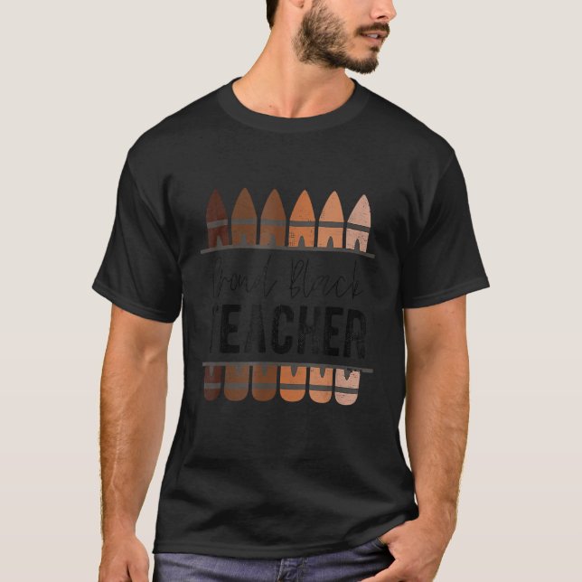 Black Teacher Educator Magic Africa Proud History  T-Shirt (Front)