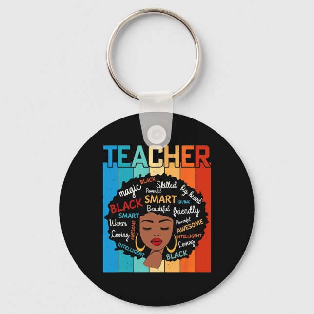 Black Teacher Magic Black History Education Melani Key Ring (Front)