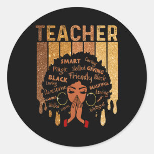 Black Teacher Magic Black History Month Afro Hair Classic Round Sticker