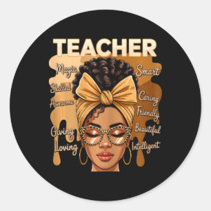 Black Teacher Magic Black History Month Afro Hair Classic Round Sticker
