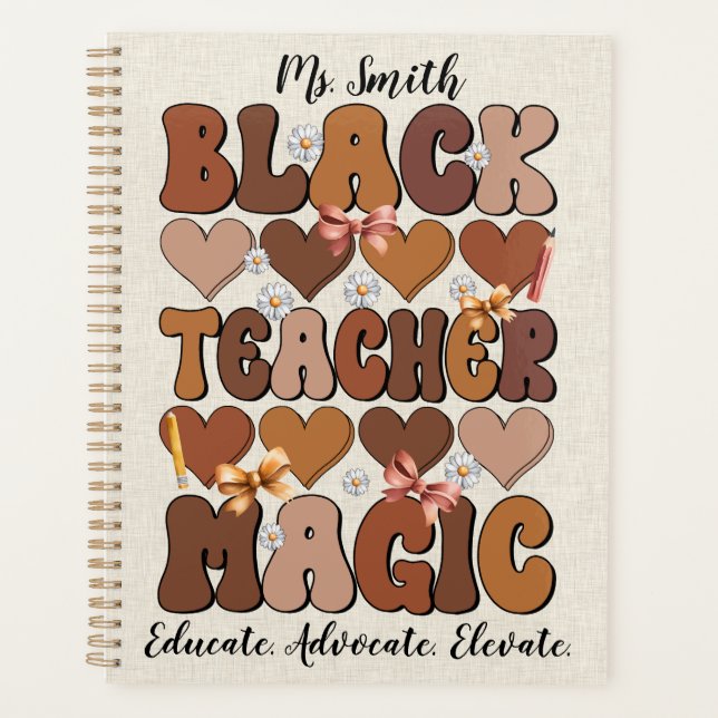 Black Teacher Magic Custom Planner (Front)