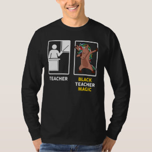 Black Teacher Magic Dabbing Melanin Unicorn Black T-Shirt