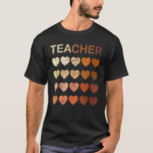 Black Teacher Magic Melanin Hearts Black History M T-Shirt