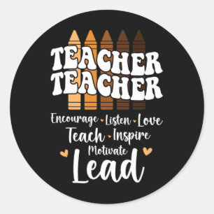 Black Teacher Melanin Crayons Black History Month Classic Round Sticker