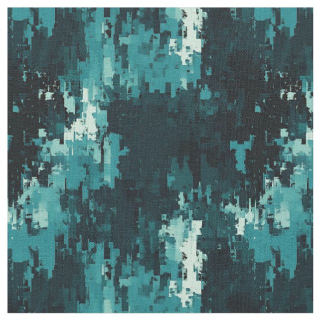 Black & Teal Abstract Fabric (Close Up)