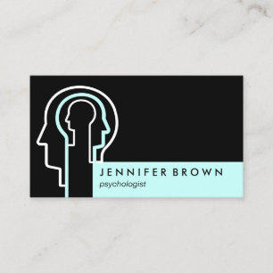 Black Teal Blue Brain mental hypnosis psychiatrist Business Card