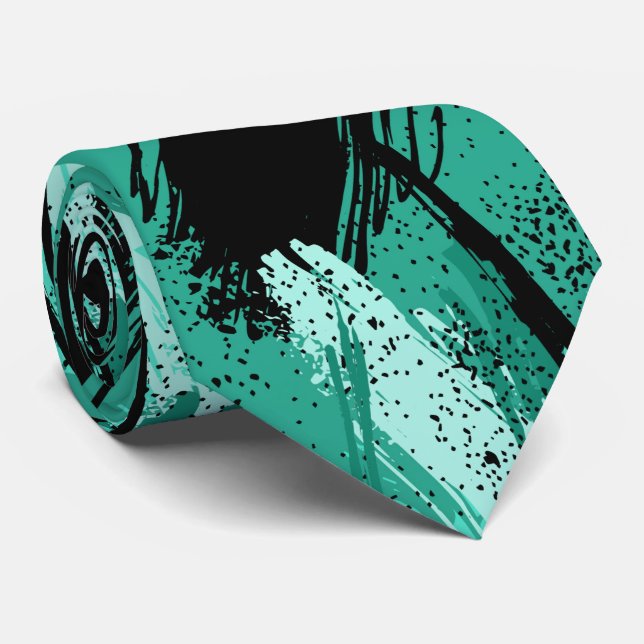 Black Teal Camouflage Neck Tie (Rolled)