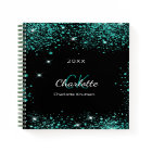 Black teal glitter green monogram initials 2023