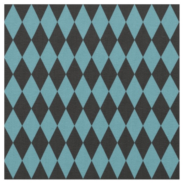 Black & Teal Harlequin Diamonds Fabric (Close Up)