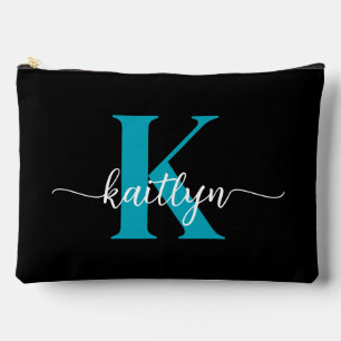 Black Teal Monogram Accessory Pouch