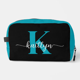 Black Teal Monogram Dopp Kit
