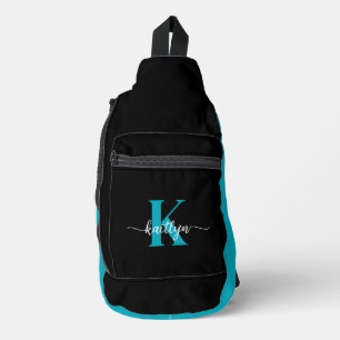 Black Teal Monogram Sling Bag