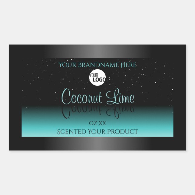 Black Teal Ombre Product Labels Soft Glitter Logo (Front)