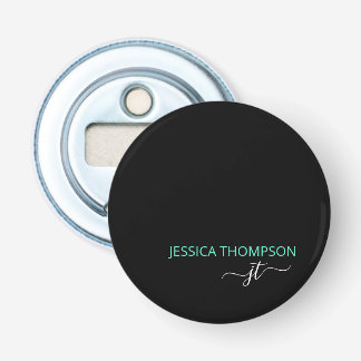 Black Teal Personalised Modern Monogram Name  Bottle Opener