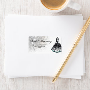 Black & Teal Quinceañera Girl Label