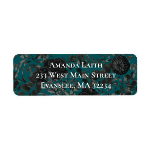 Black Teal Rose Gothic Elegant Wedding