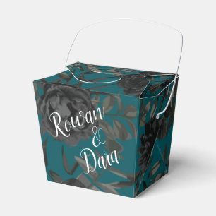 Black Teal Rose Gothic Elegant Wedding Favour Box