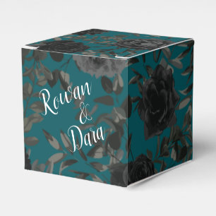 Black Teal Rose Gothic Elegant Wedding Favour Box