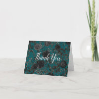 Black Teal Rose Gothic Elegant Wedding