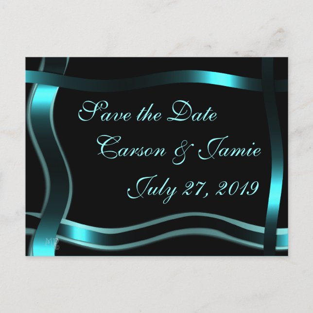 Black & Teal Save-the-Date Invitation customise (Front)